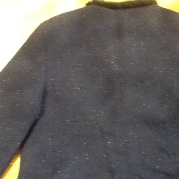 Navy Tweed Lady Jacket Edged with Navy Faux Fur - Picture 6 of 7